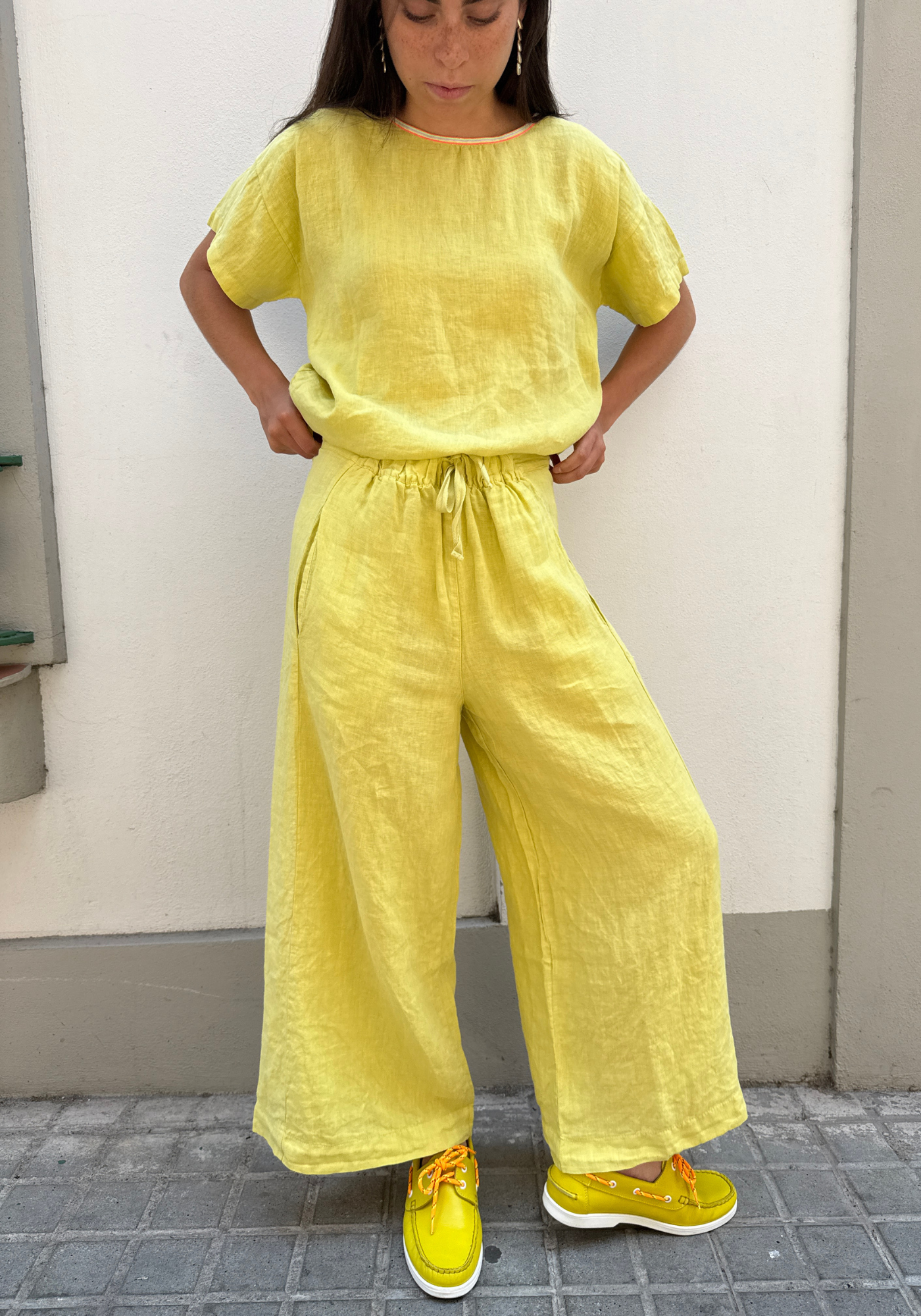 Gold Linen Balloon Pants