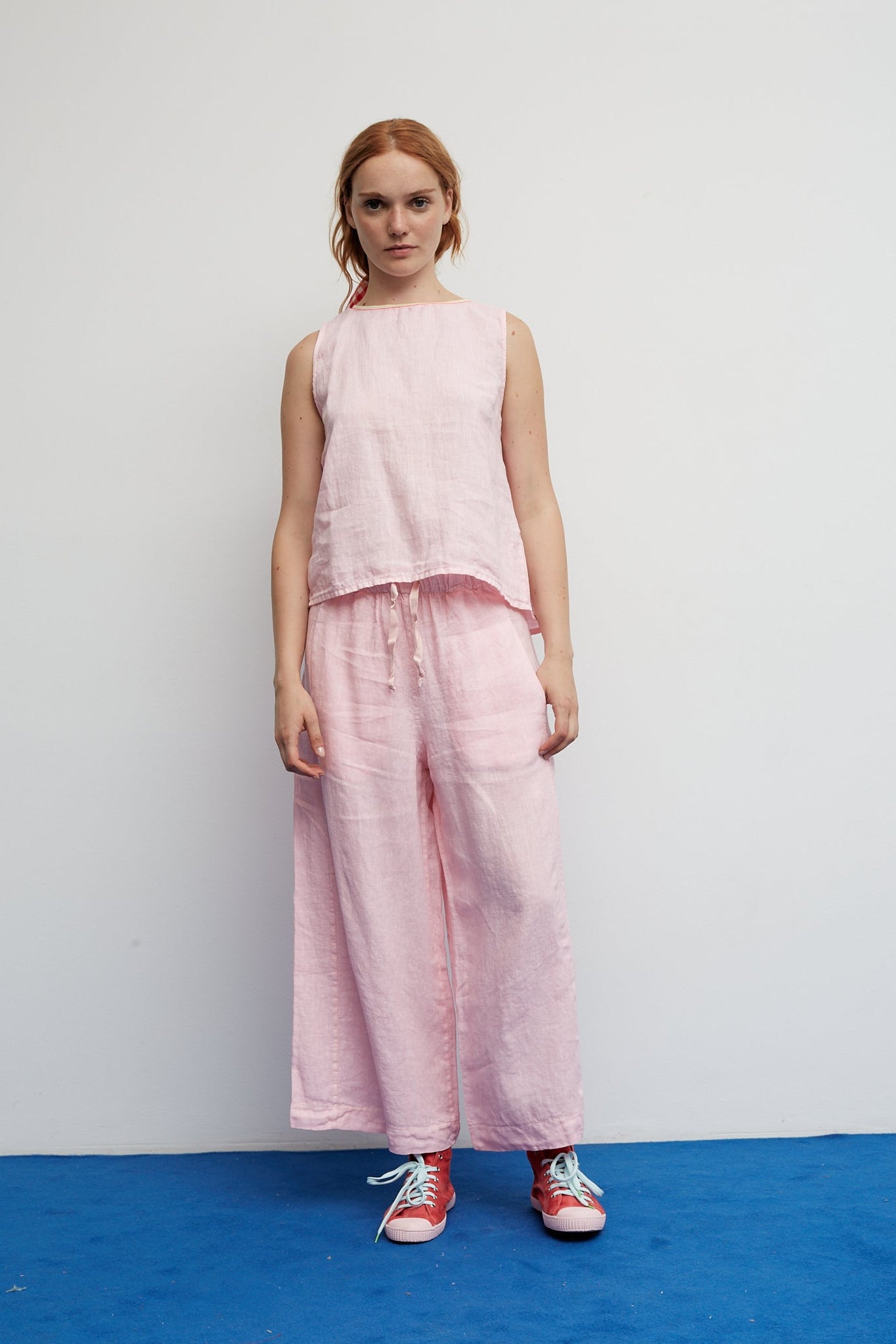 Pink Linen Balloon Pants