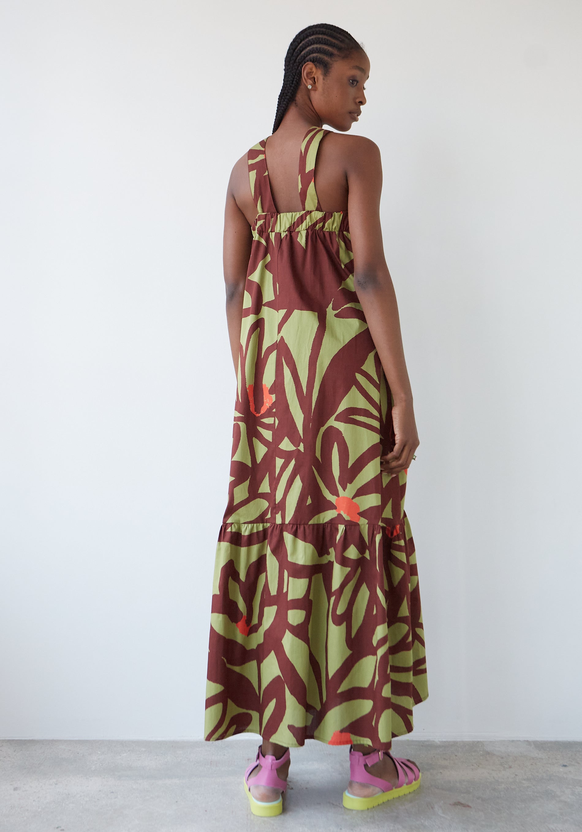 Vestito Patience Flores Caqui
