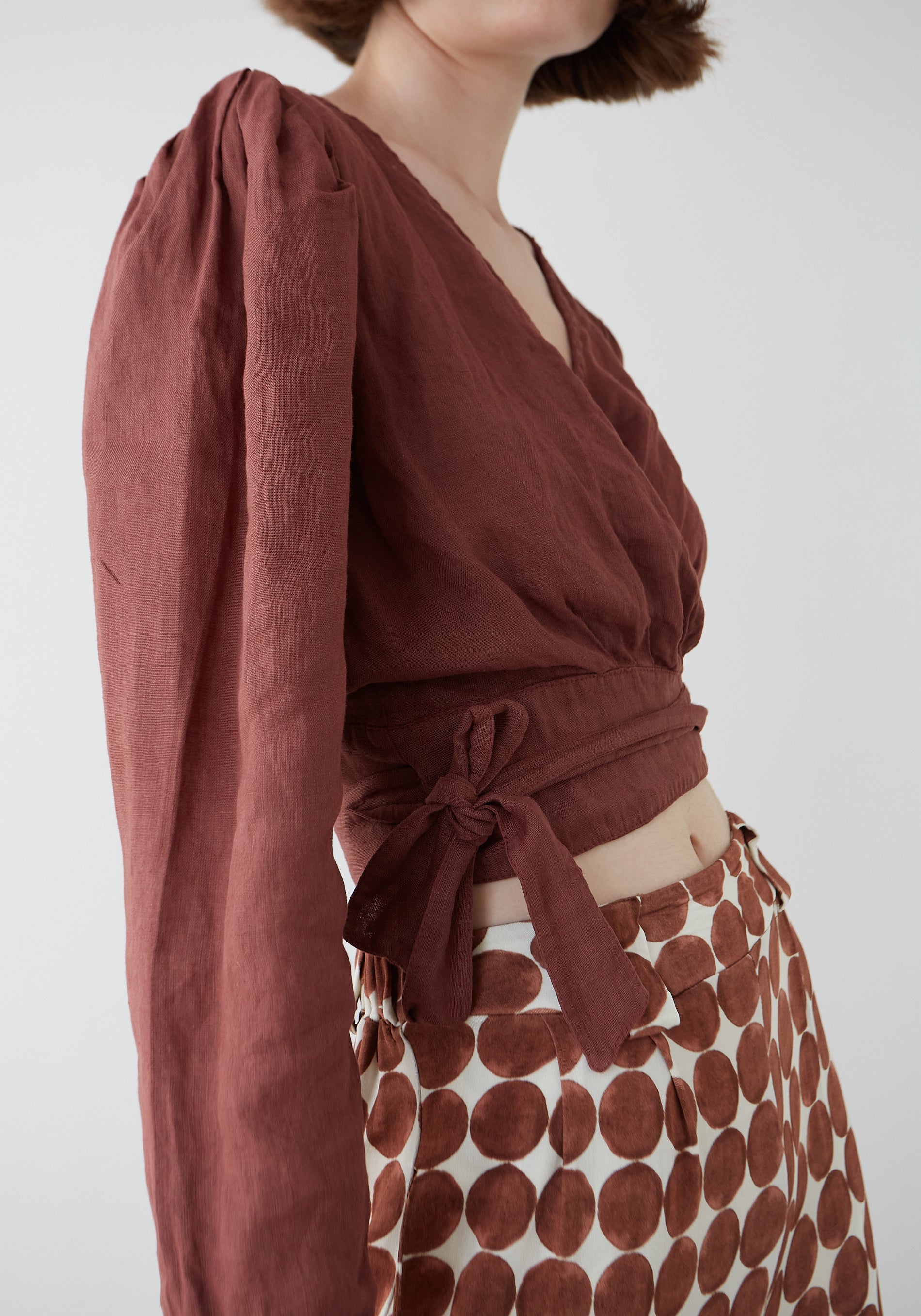 Blusa Capri Lino Marrón