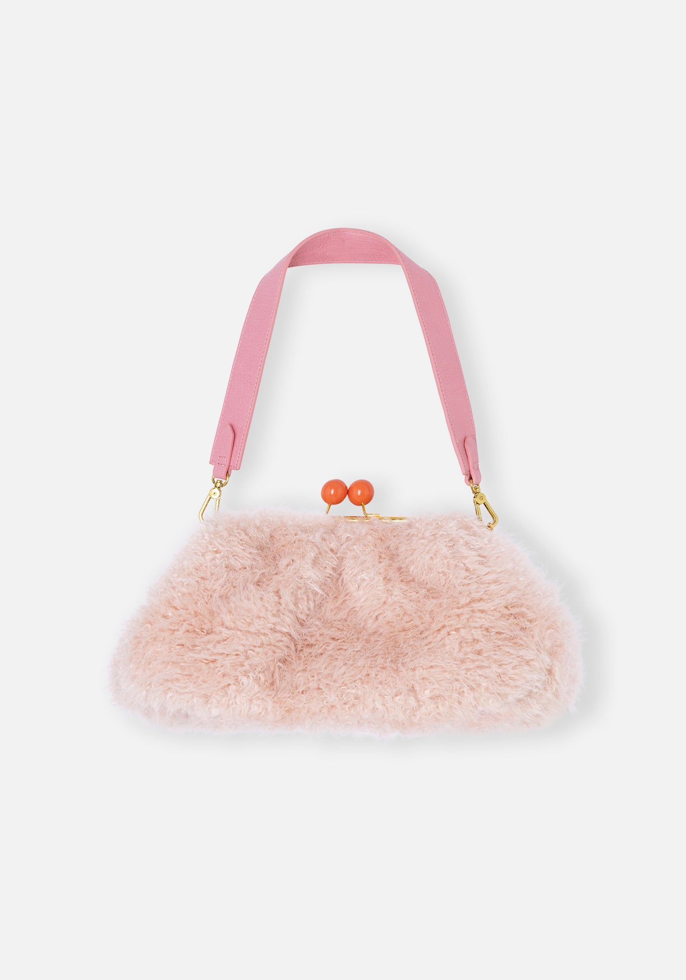 Pink fur clutch bag hotsell