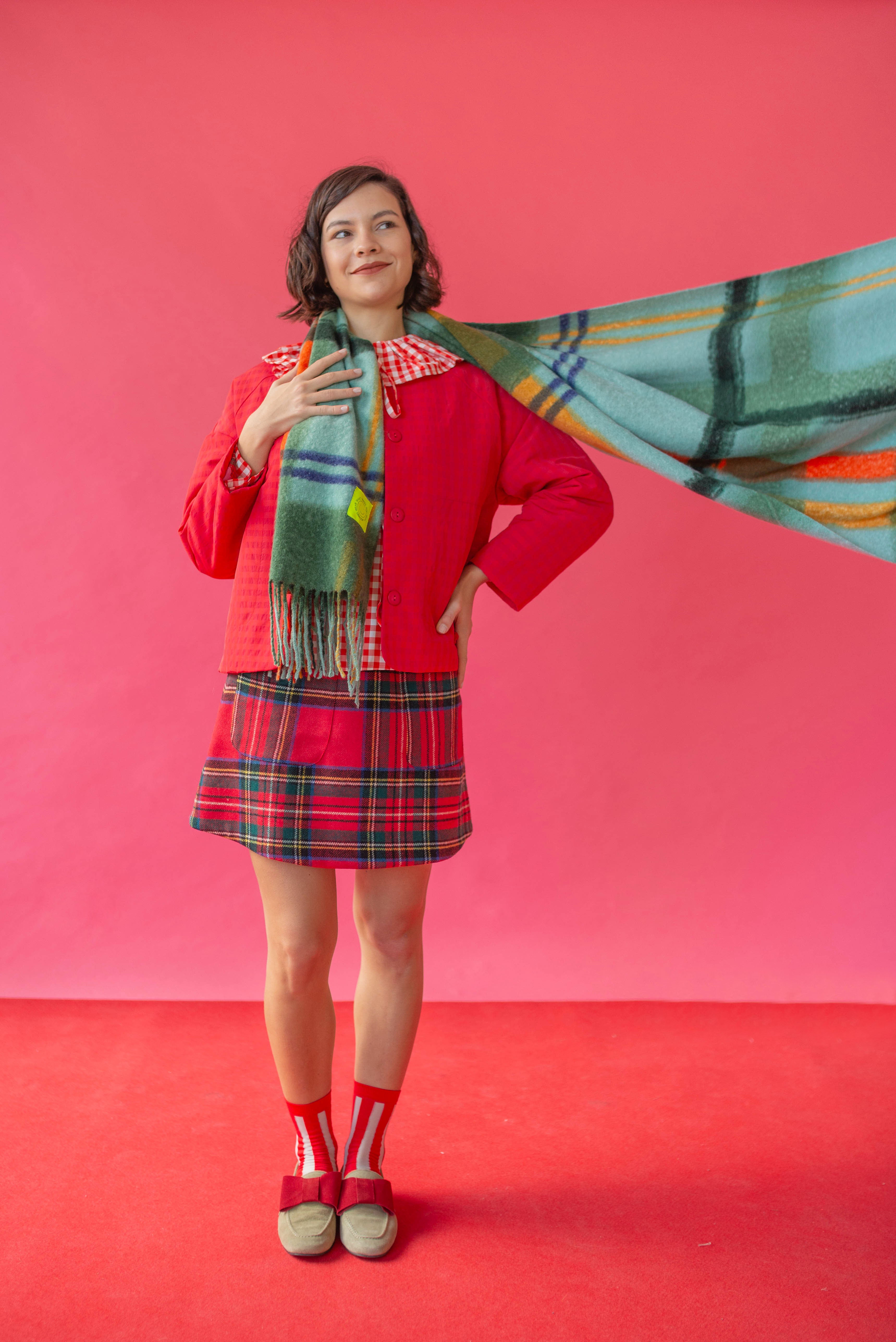 Grüne Schotten-Schal