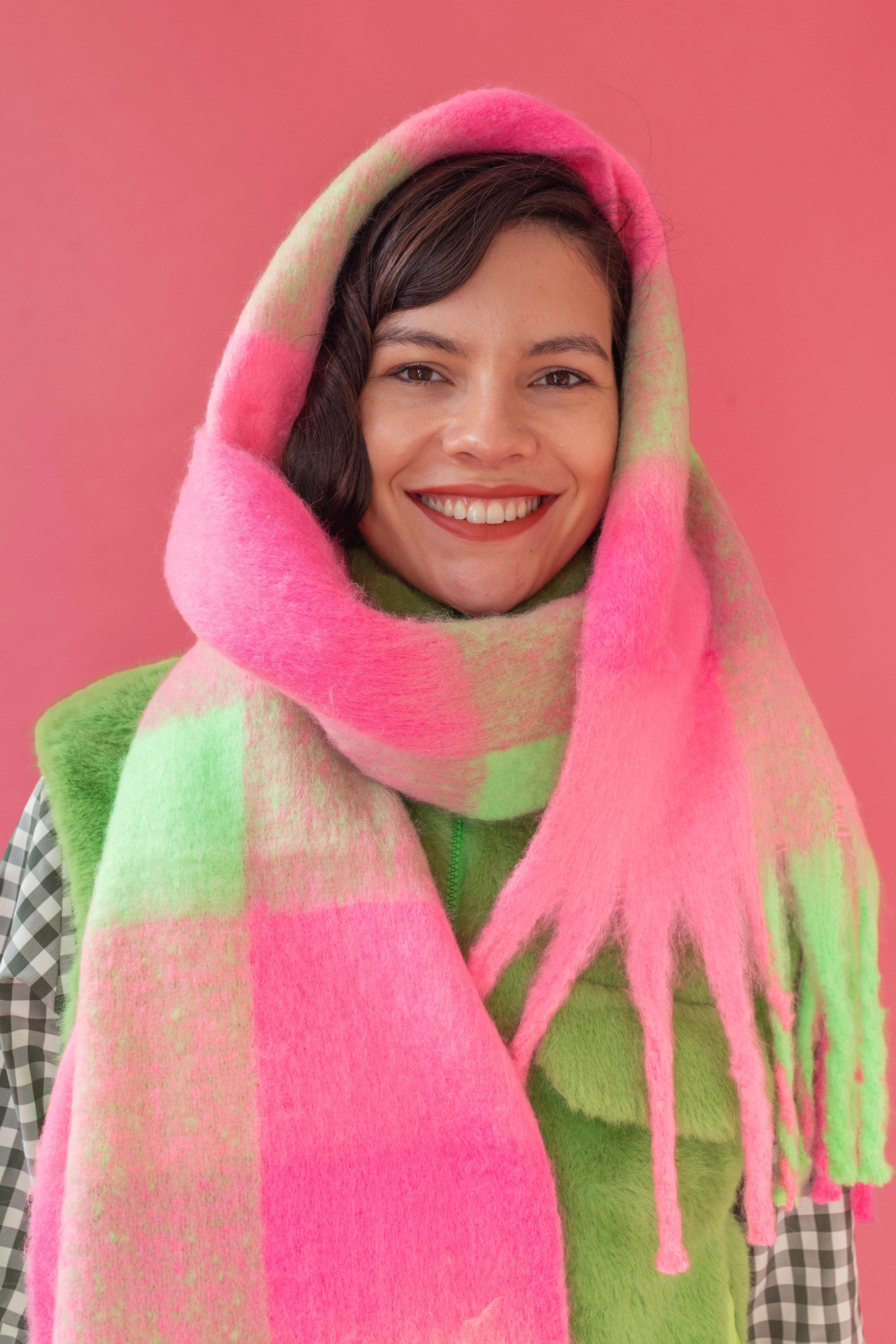 Bufanda Cuadros Rosa/Lima