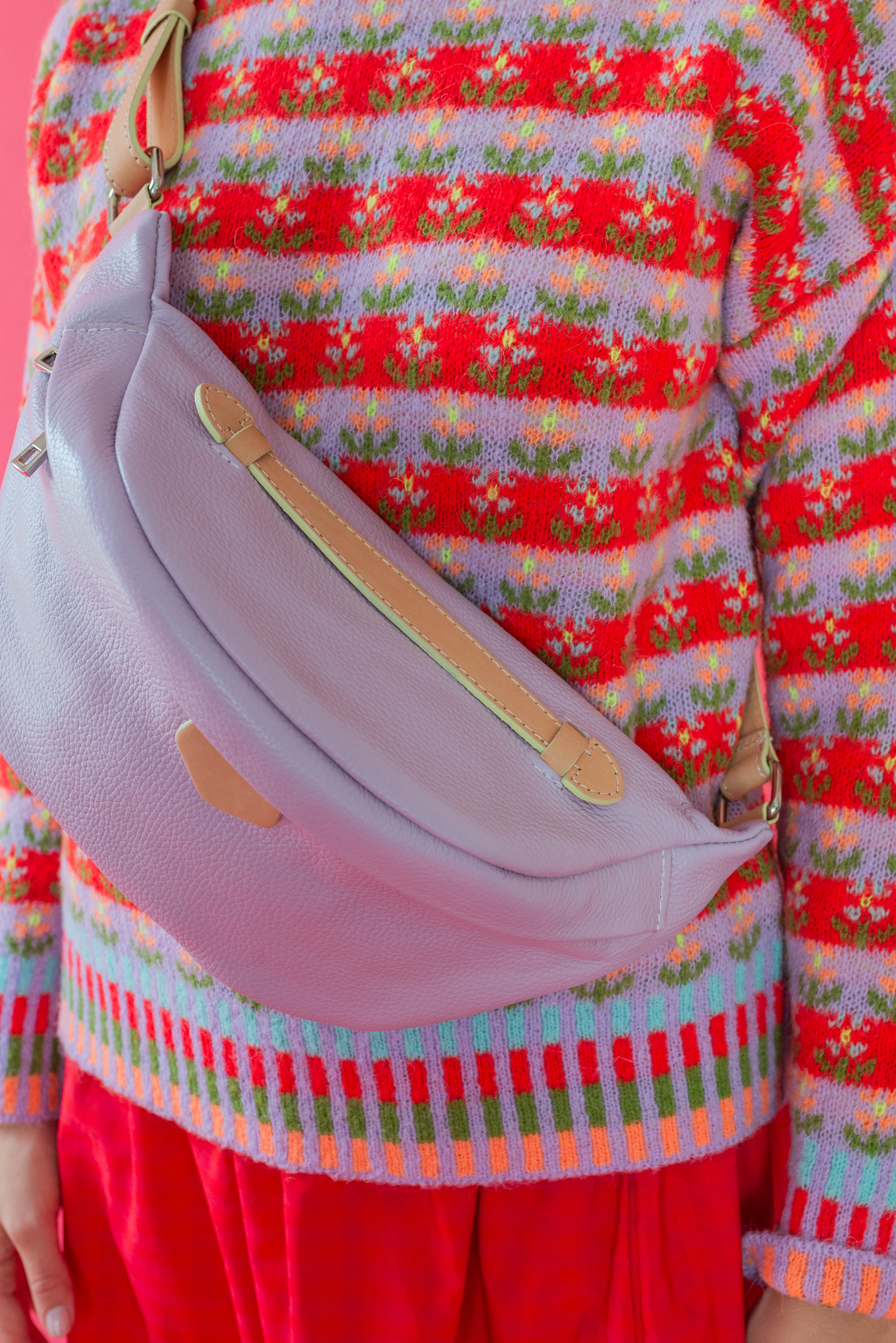 Purple Leather Fanny Pack