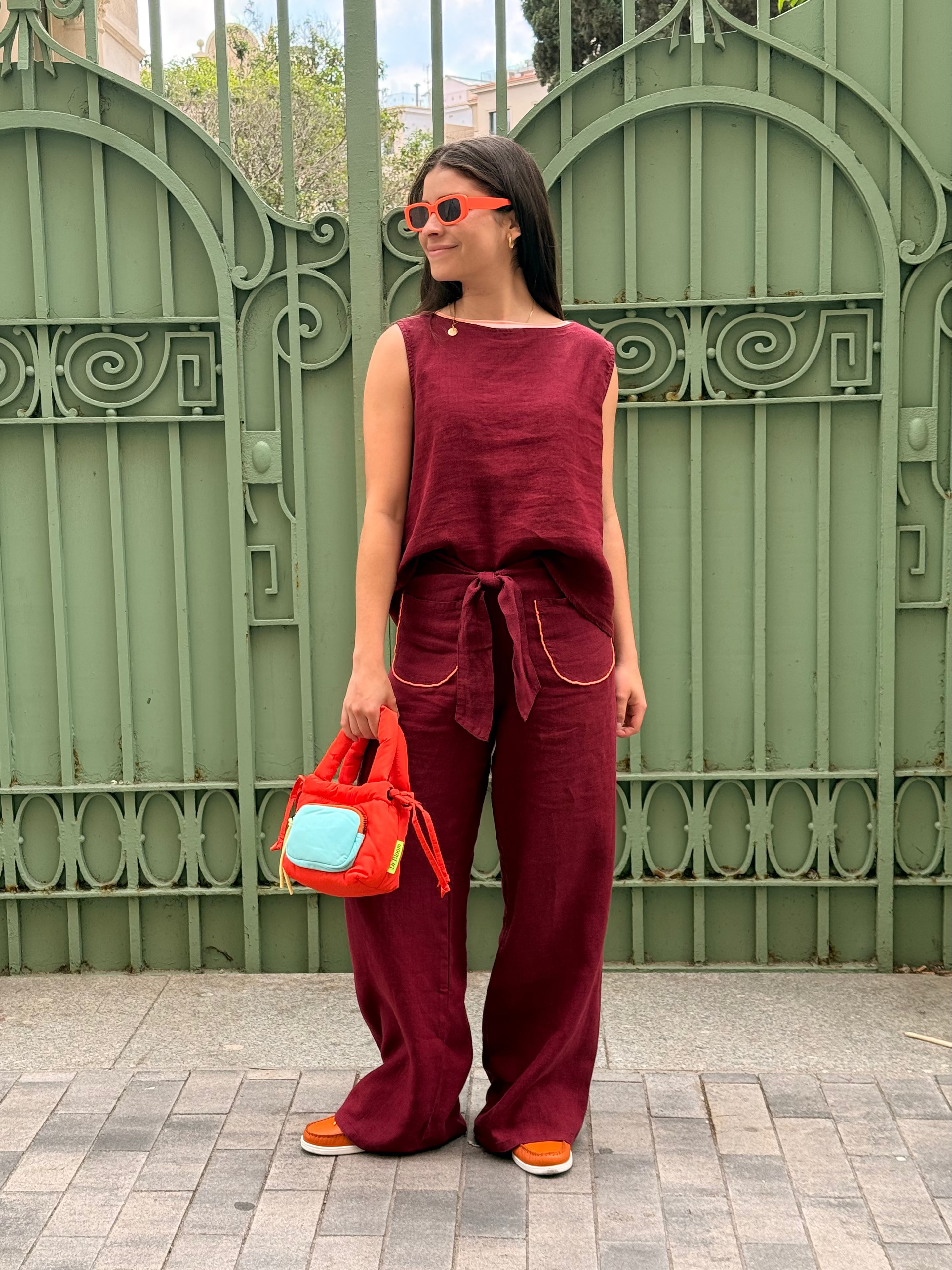 Pantalon Lazo Lino Vino