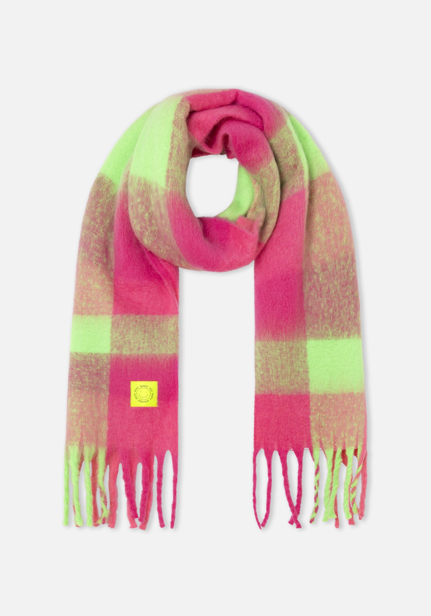 Écharpe à carreaux rose/lime