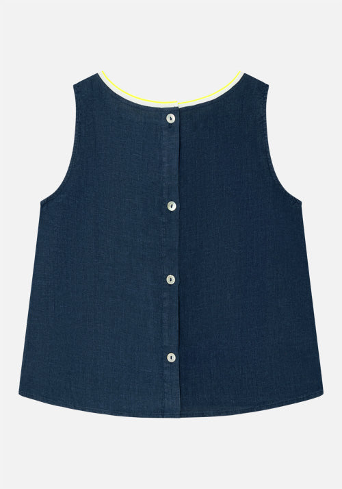 Blue Linen Ana Top