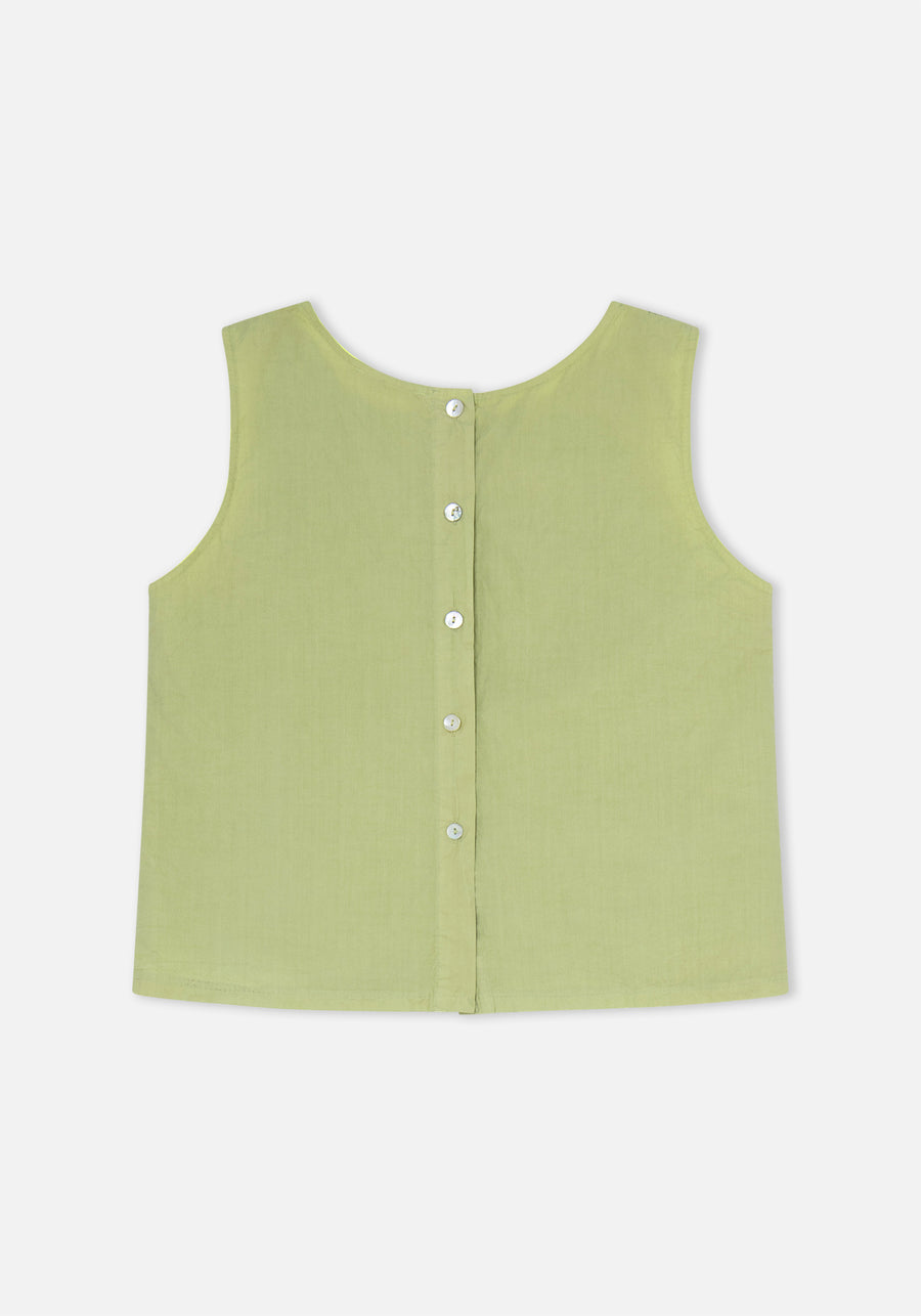 Green Buttoned Back Top