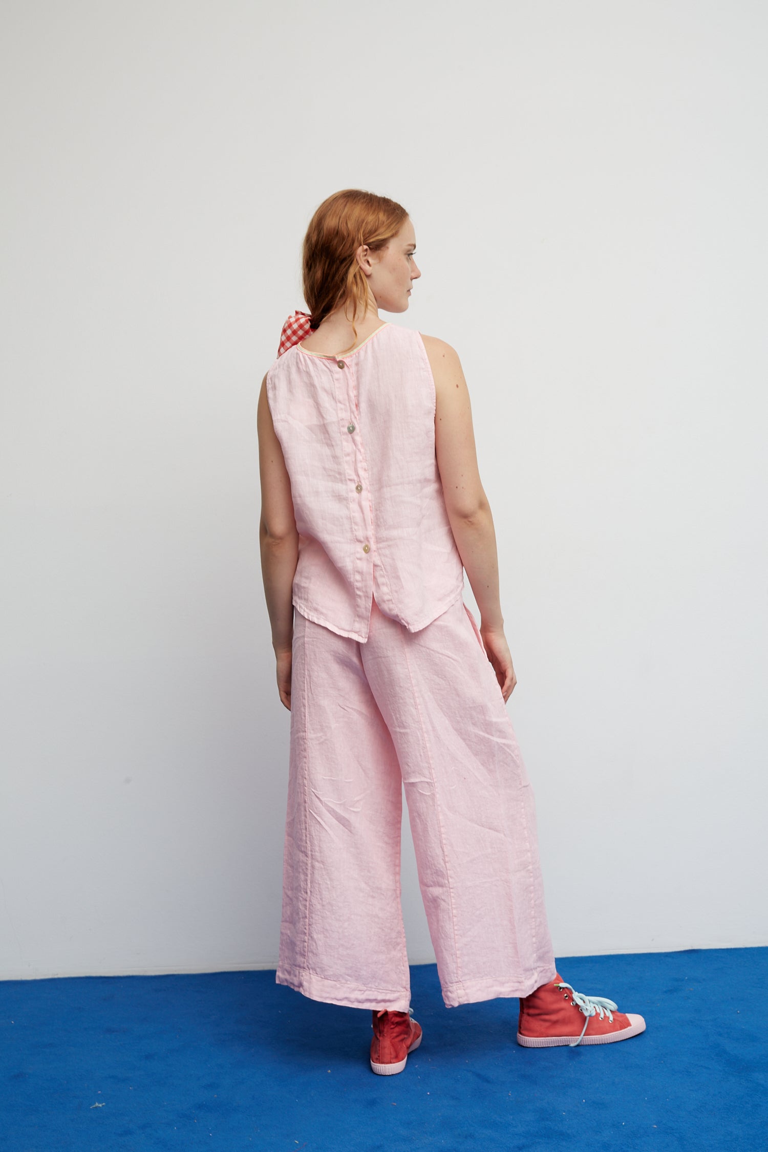 Pink Linen Balloon Pants