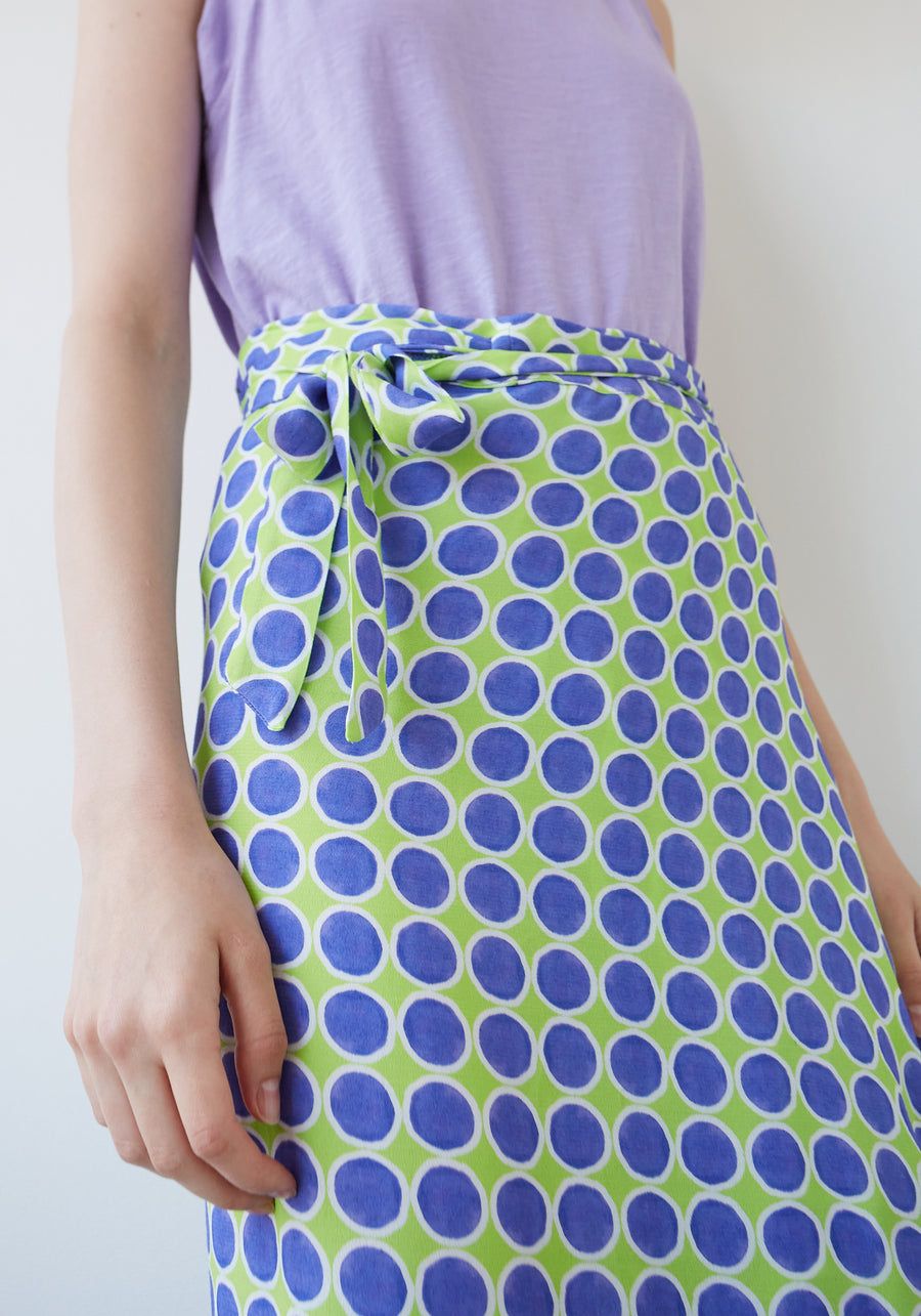 Lime Printed Wrap Skirt