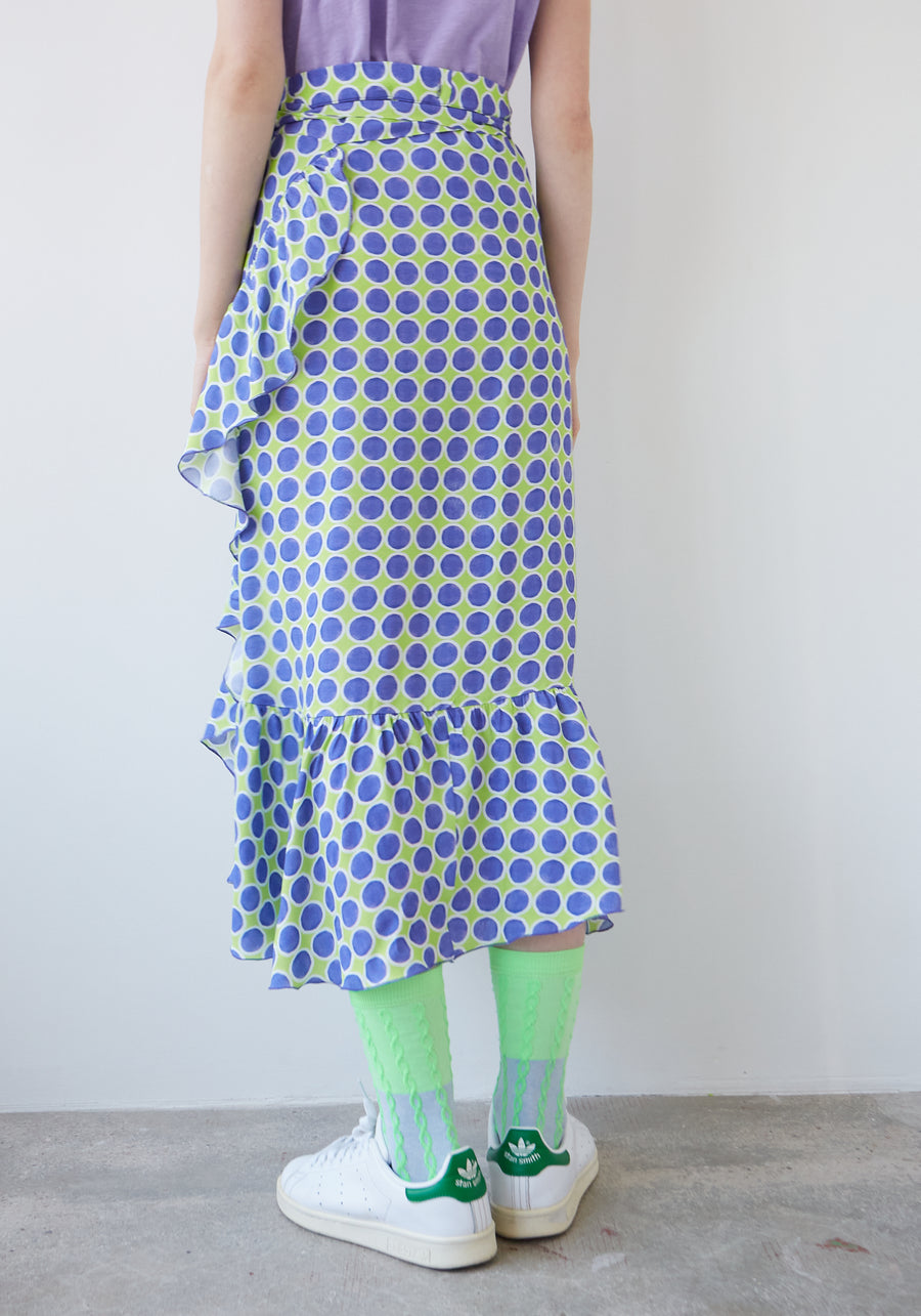 Lime Printed Wrap Skirt