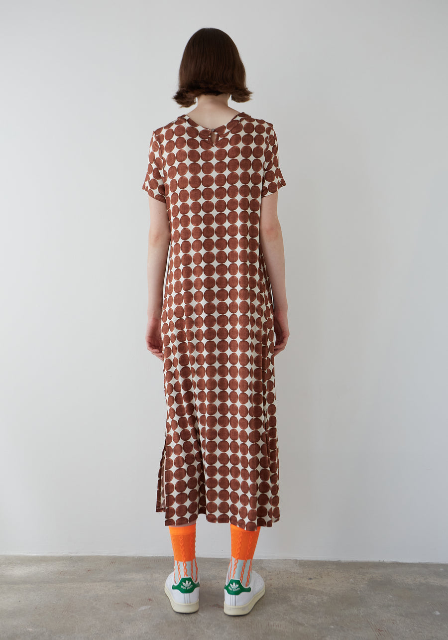 Brown Printed Midi Dress