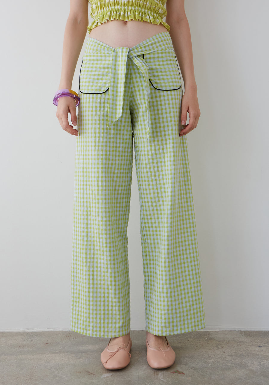 Pantalon Nœud Vichy Vert