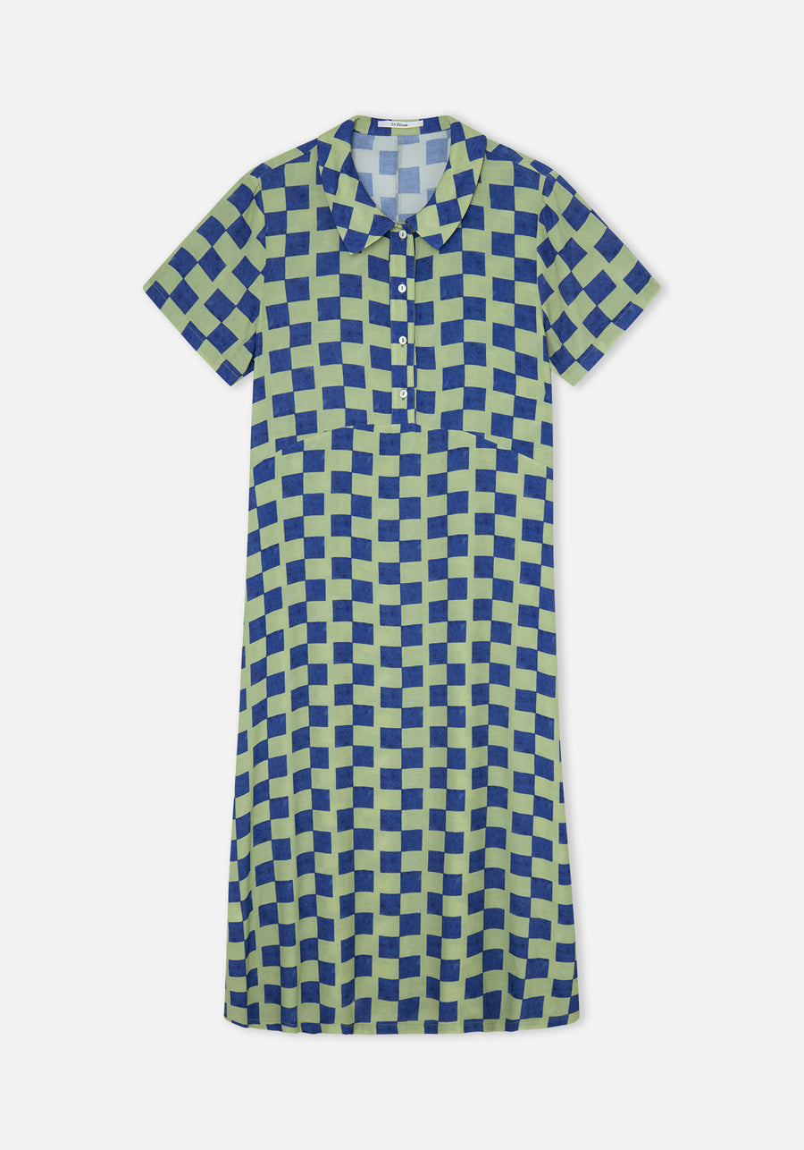 Vestido Midi Estampado Ajedrez
