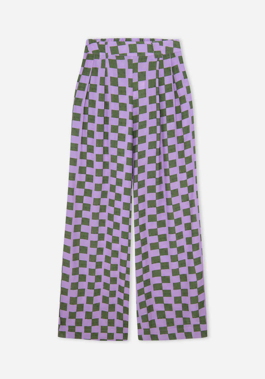 Pink Chess Print Pants