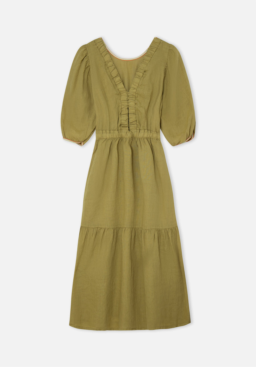 Khaki Linen Joy Dress