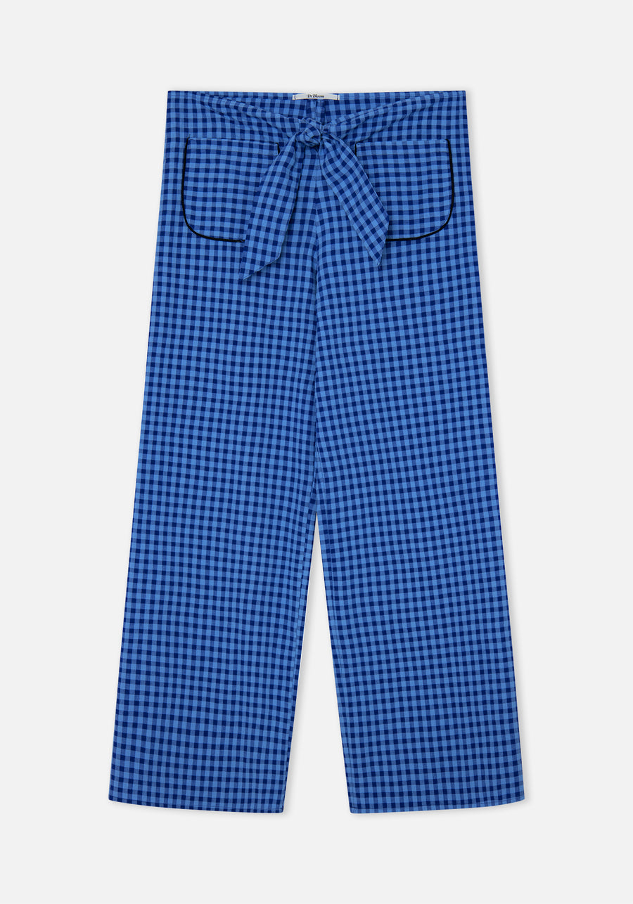 Pantalon Noeud Vichy Bleu