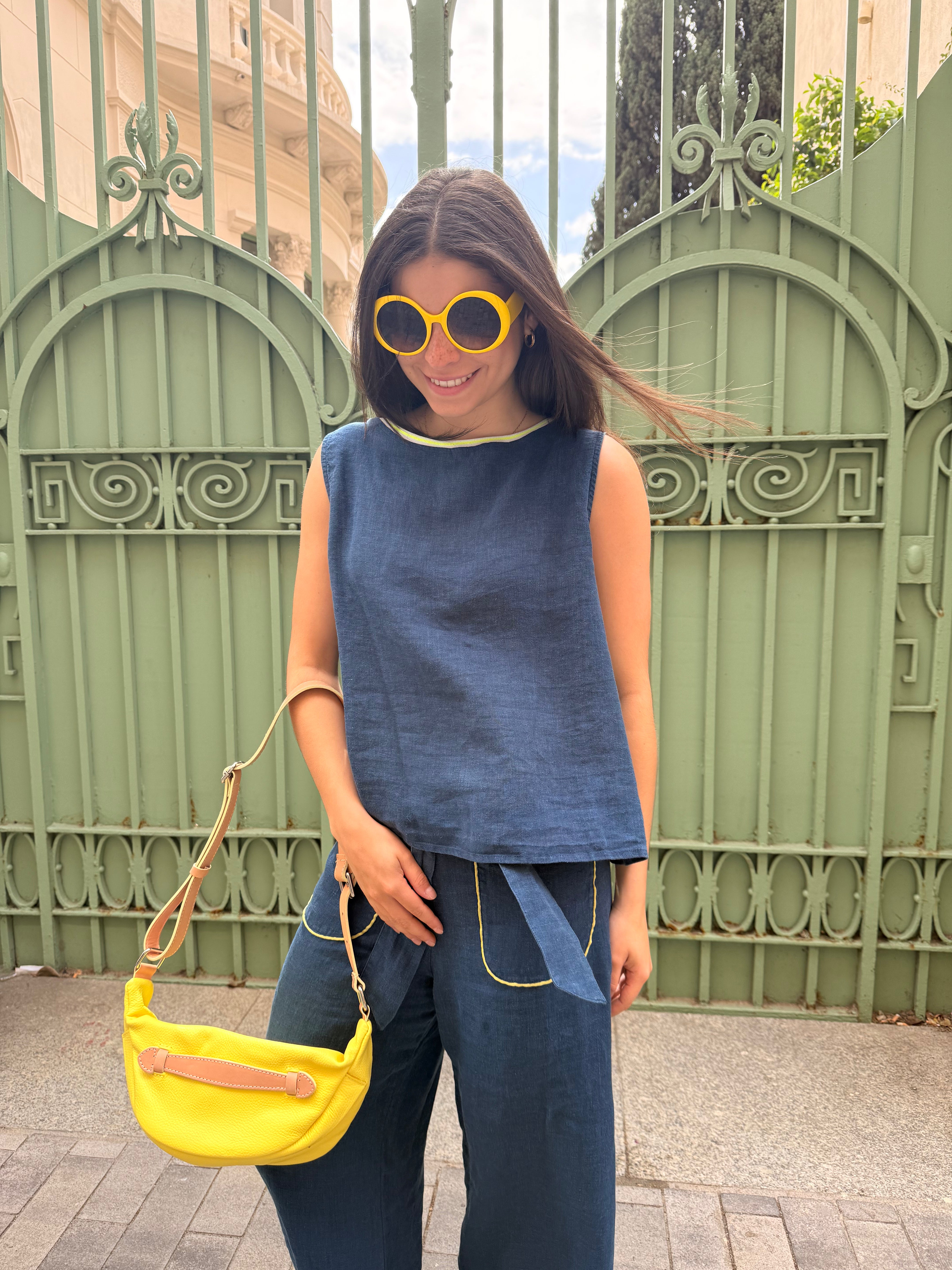 Blue Linen Ana Top