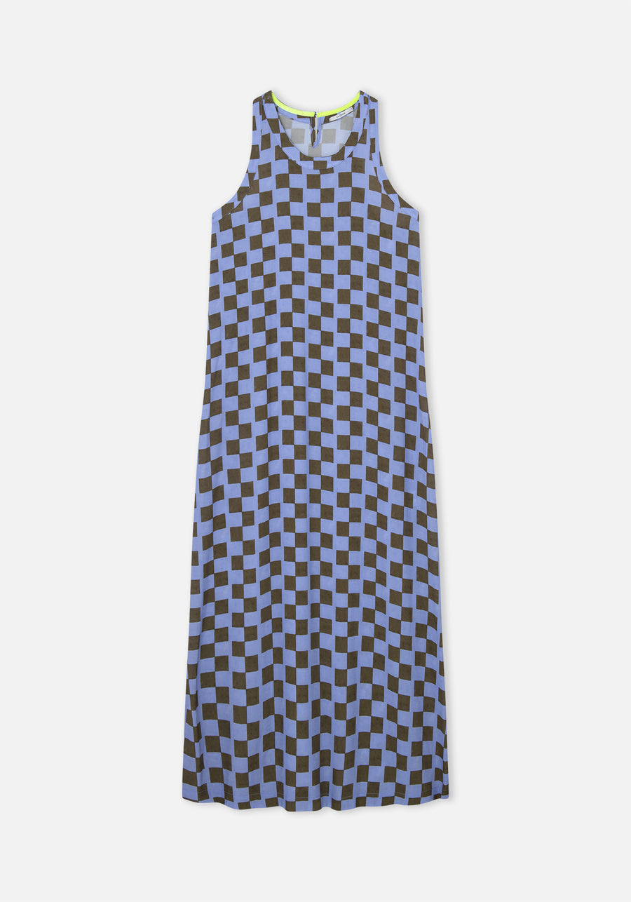 Chess Print Long Dress