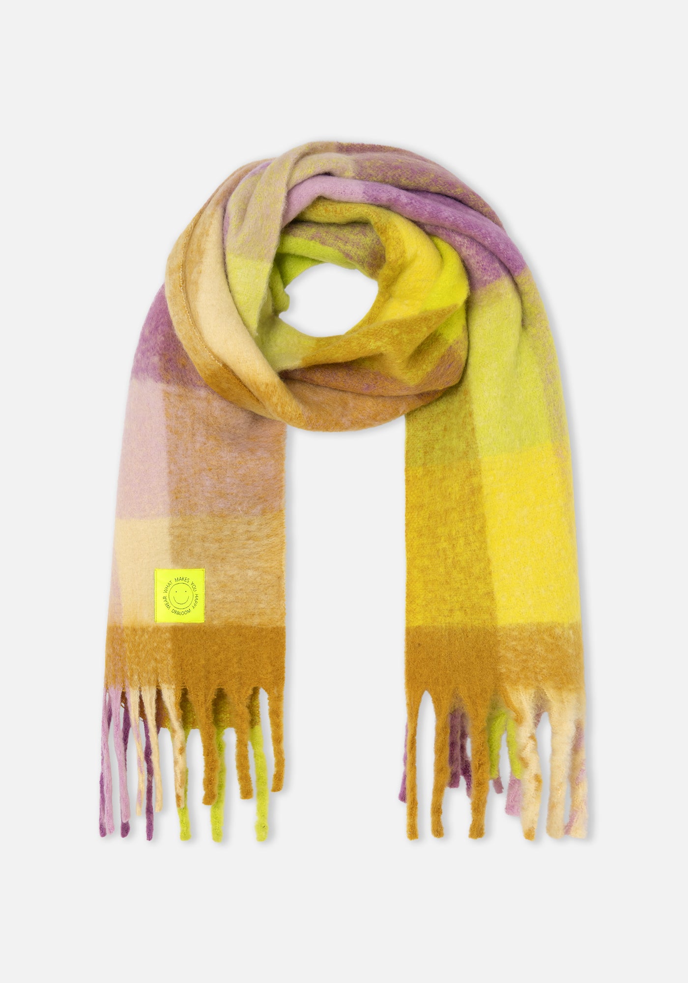 Écharpe à carreaux violet/jaune