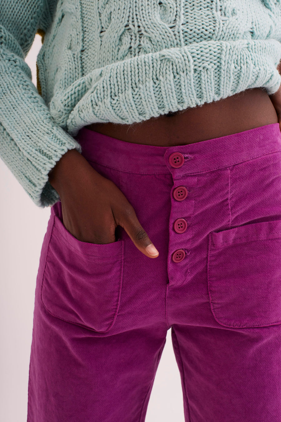 Pantalón Flow Terciopelo Violeta