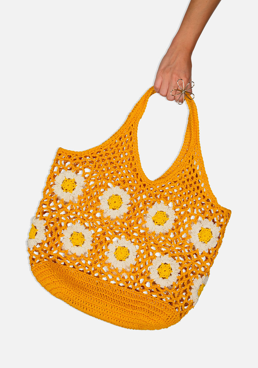 Yellow Daisie Crochet Bag