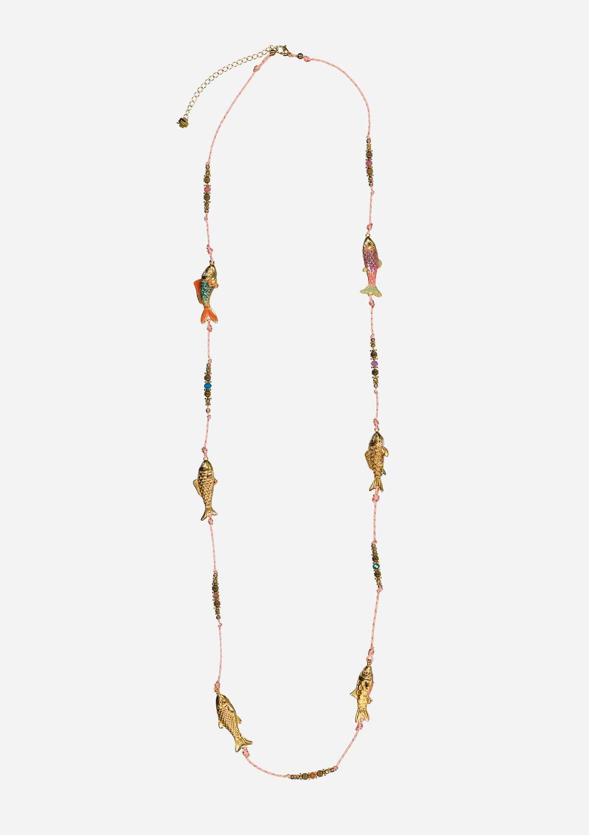 Long Pink Fish Necklace