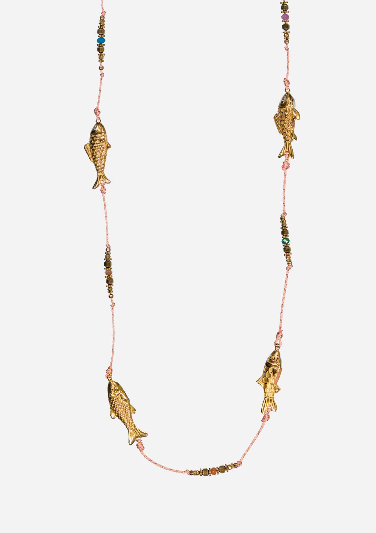 Long Pink Fish Necklace