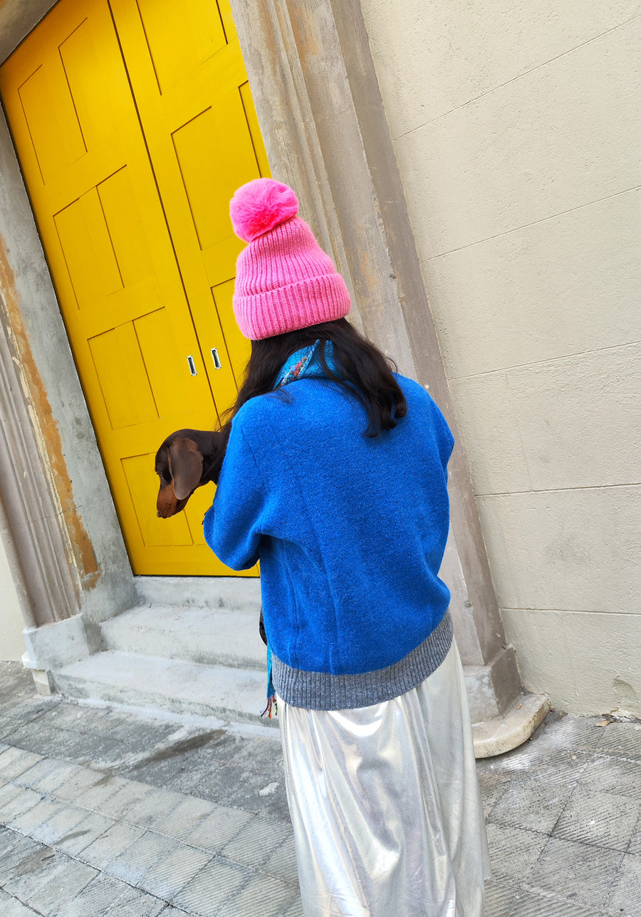 Gorro de Lana Pompón Rosa