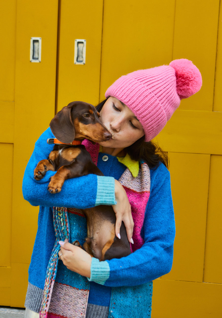 Gorro de Lana Pompón Rosa