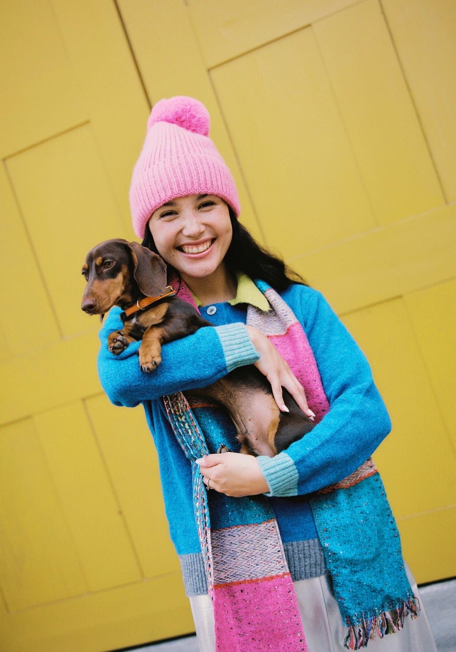 Gorro de Lana Pompón Rosa
