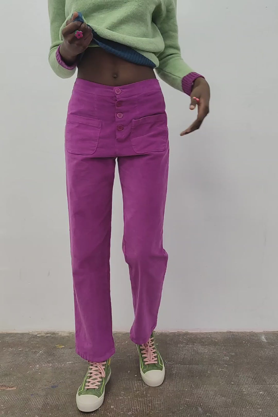 Pantalón Flow Terciopelo Violeta