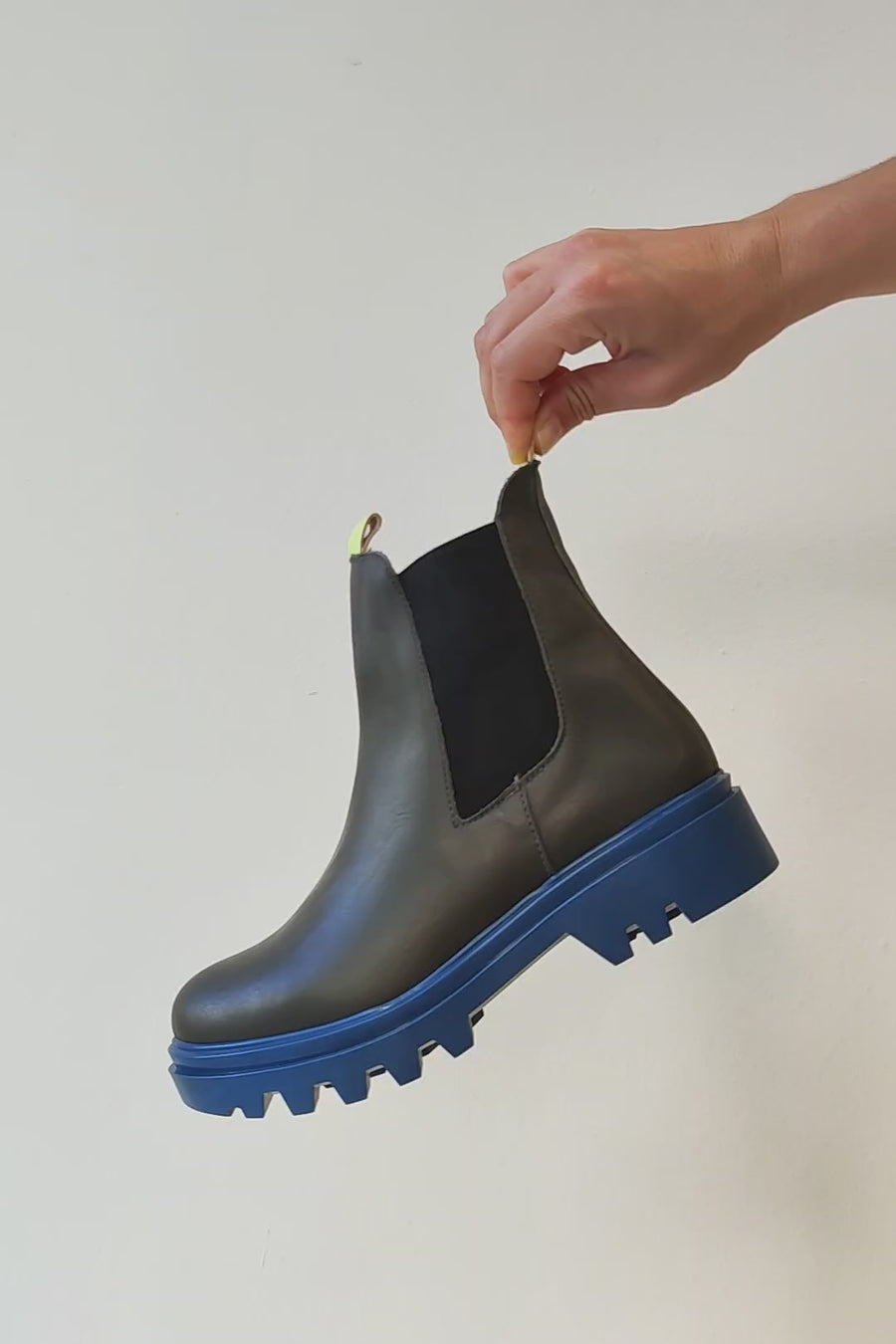 Khaki Leather Ankle Boot