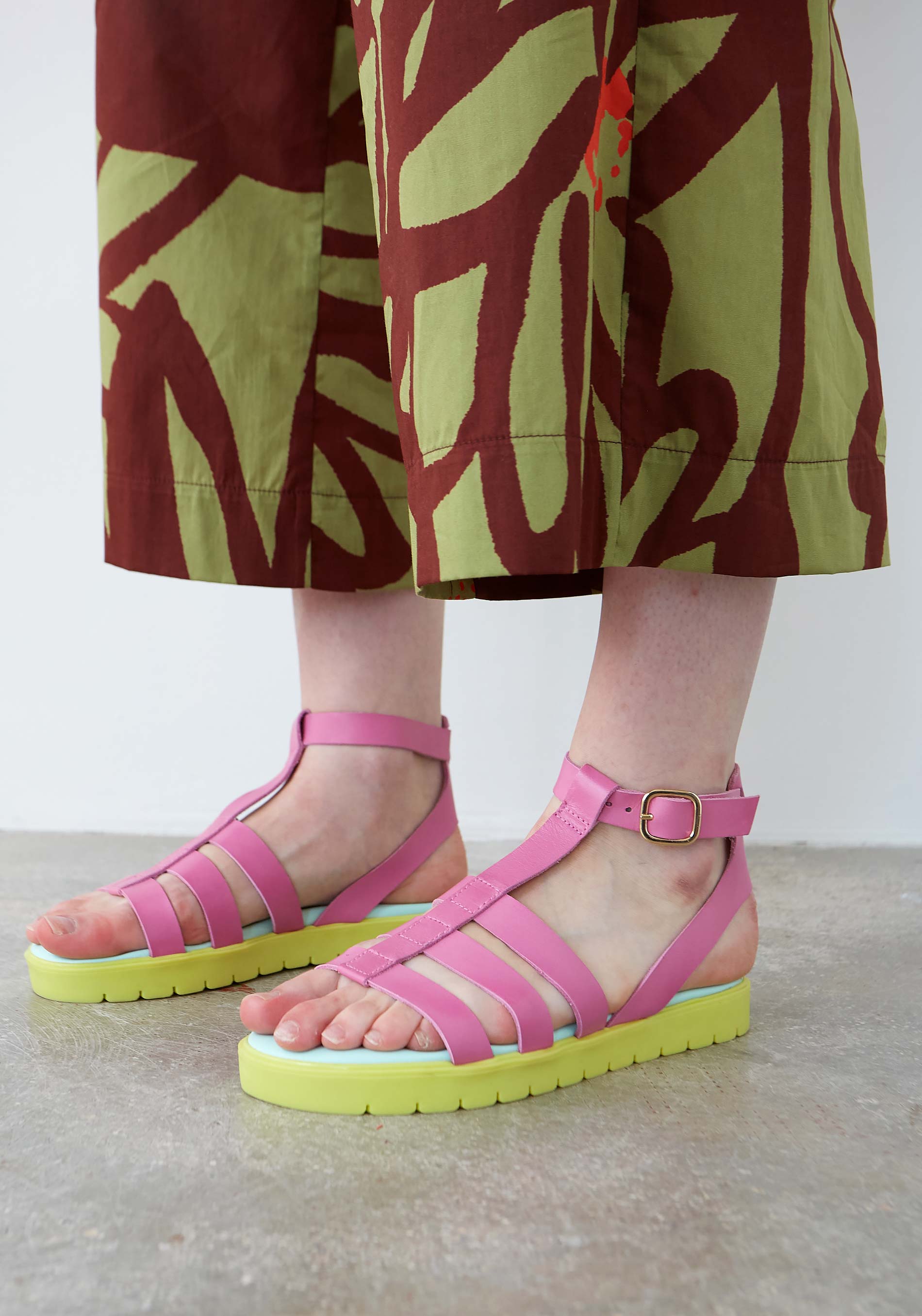 Rome Pink Leather Sandals