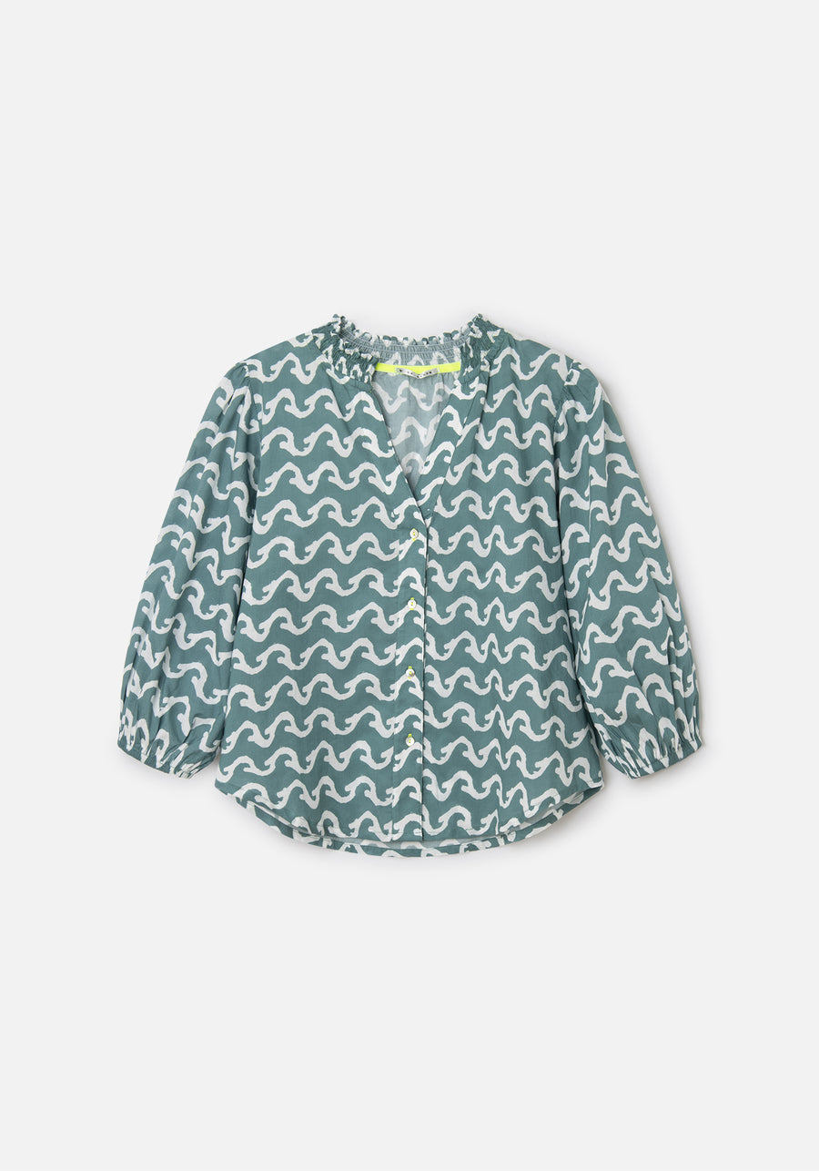 Green Waves Mikado Shirt