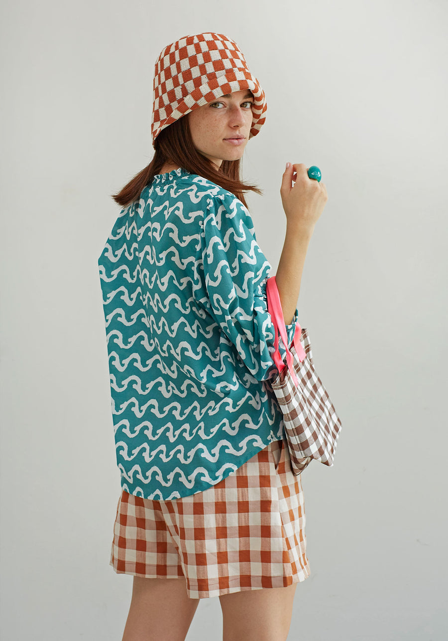 Camisa Mikado Olas Verde