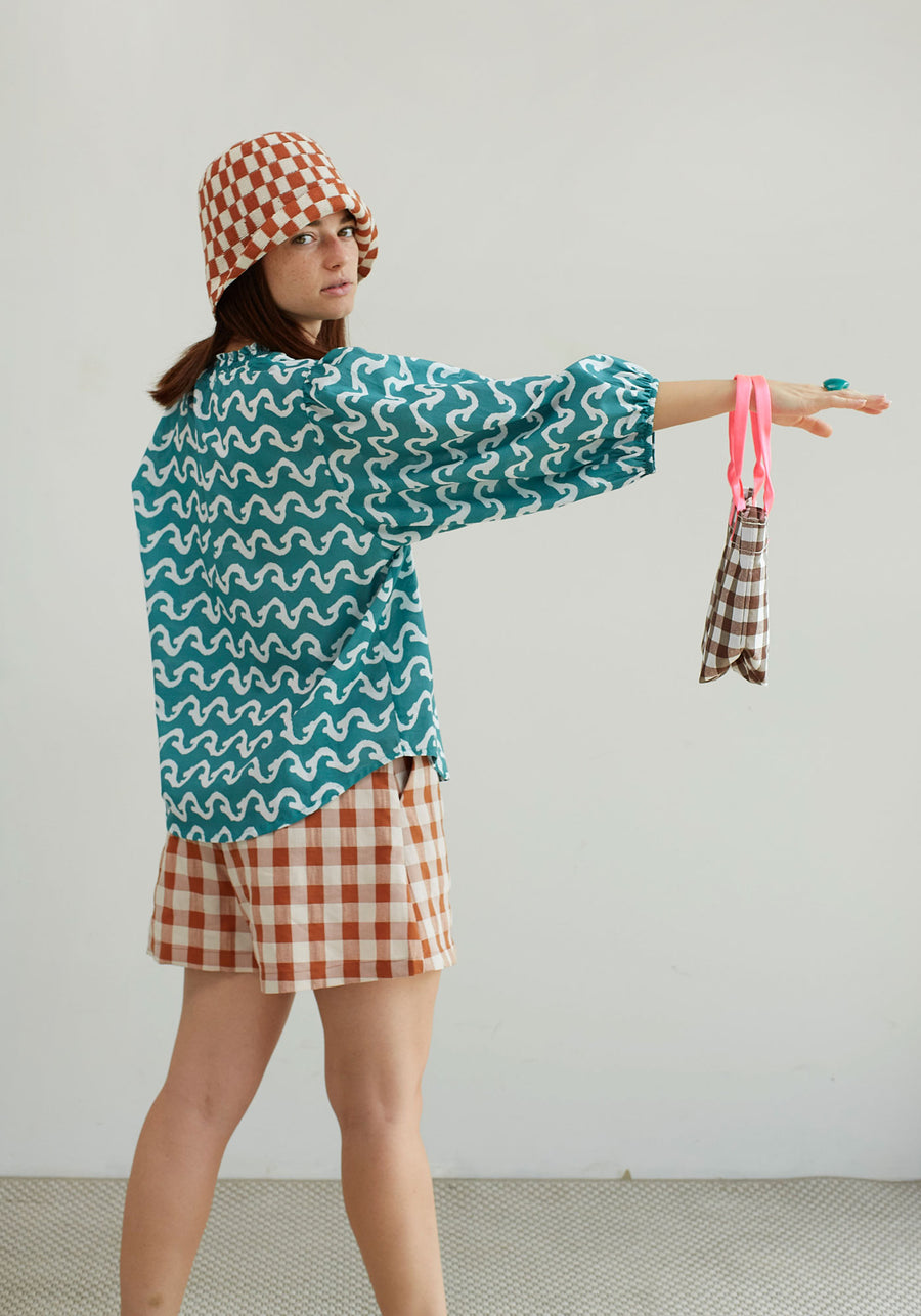 Camisa Mikado Olas Verde
