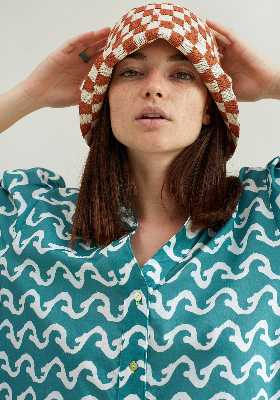 Camisa Mikado Olas Verde